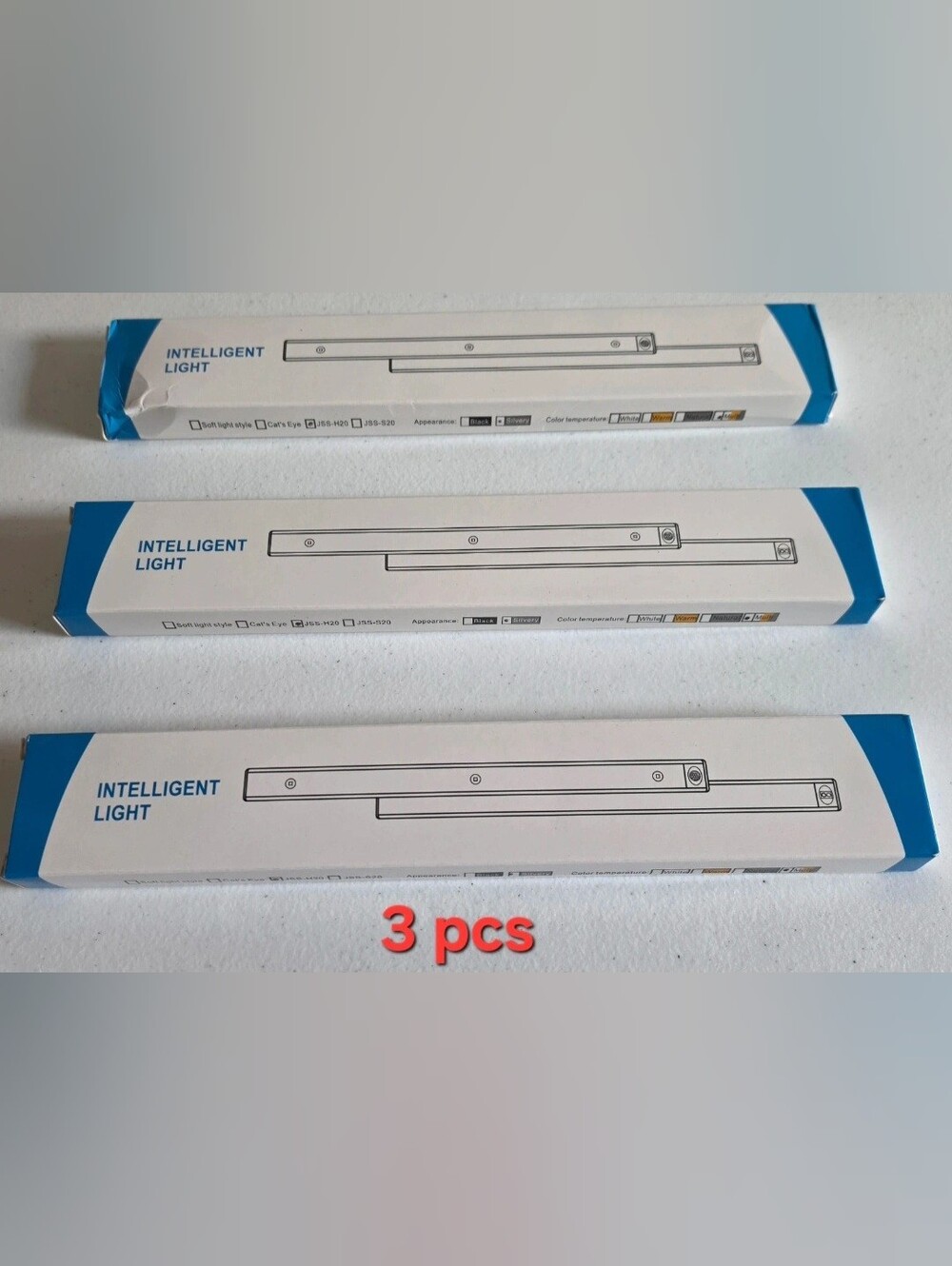 3 pack of rechargeable LED motion sensor under cabinet lights 8"